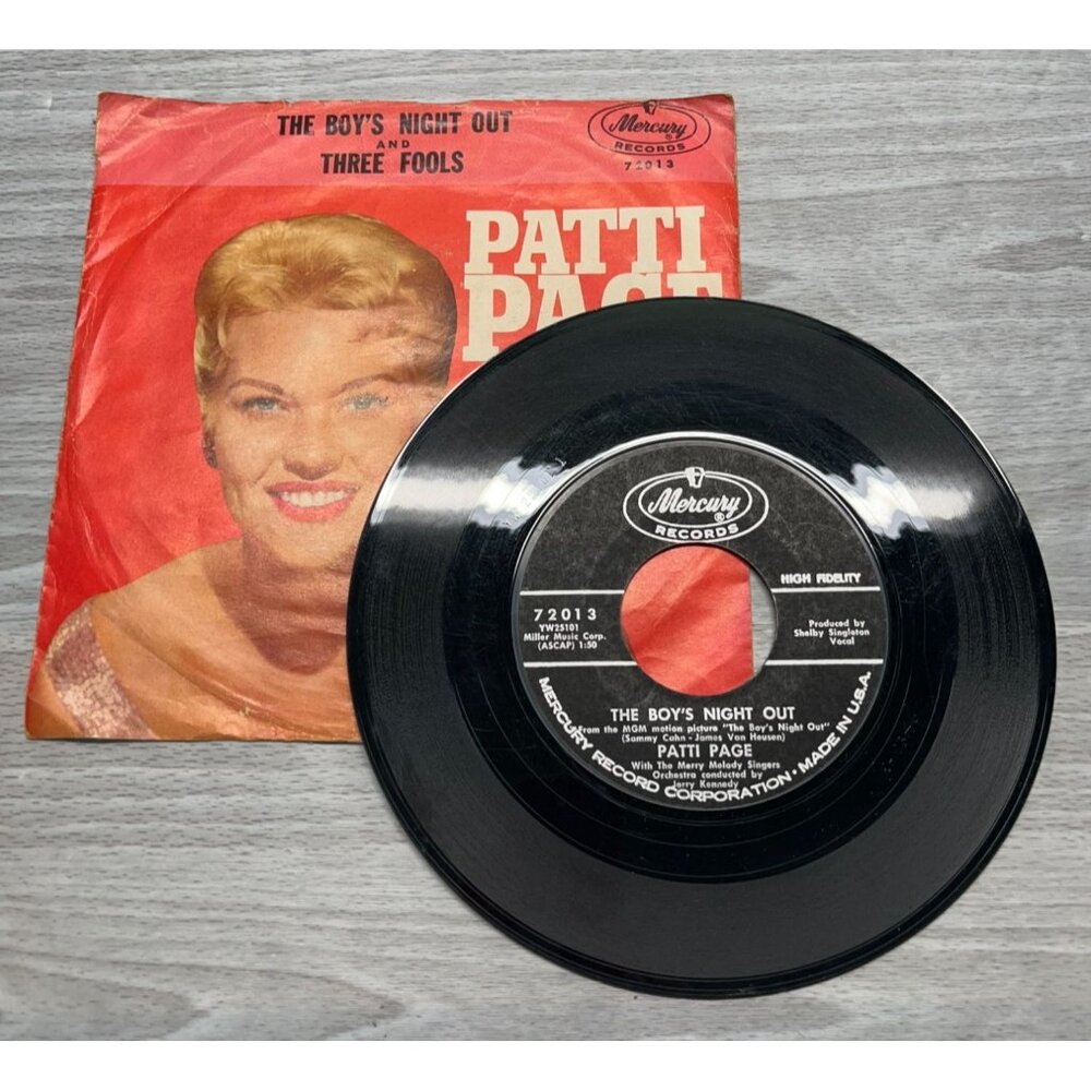 Patti Page Boys Night Out / Three Fools 45 Vinyl 60s Pop with Picture Sleeve - Picture 2 of 8